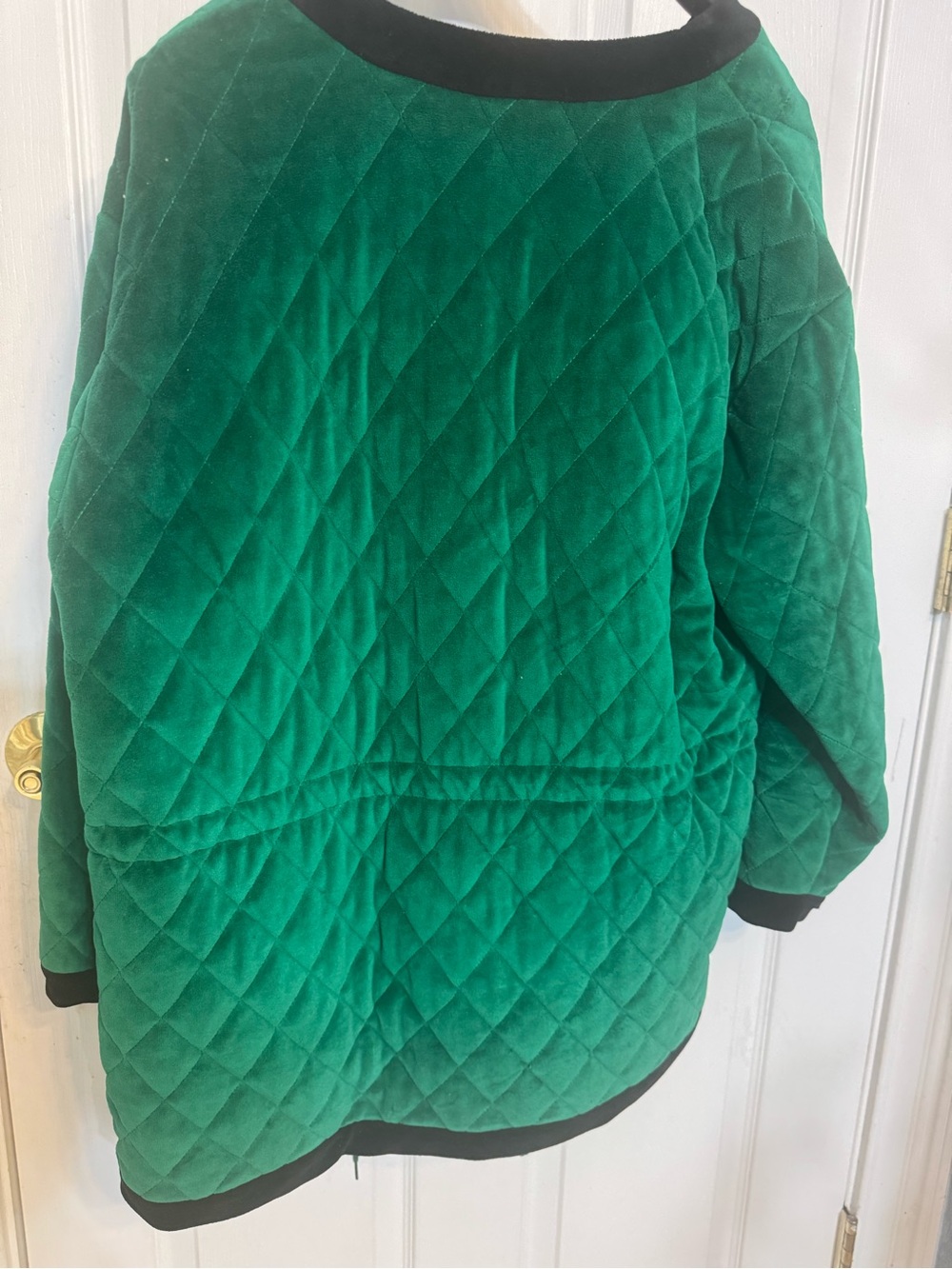 Charter Club Emerald Green Quilted Jacket with Black Trim - Picture 6 of 6